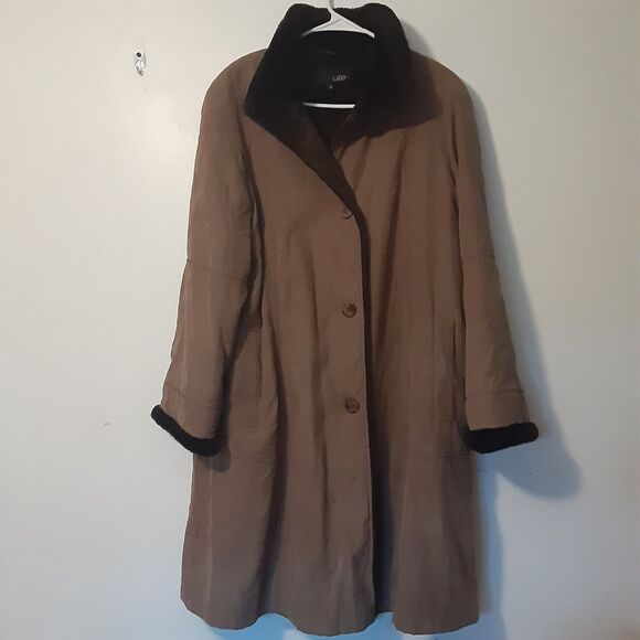 Vtg Utex Womens M Brown Long Button Up Trench Coat Jacket Cold Weather - Picture 1 of 9